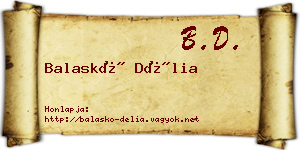 Balaskó Délia névjegykártya